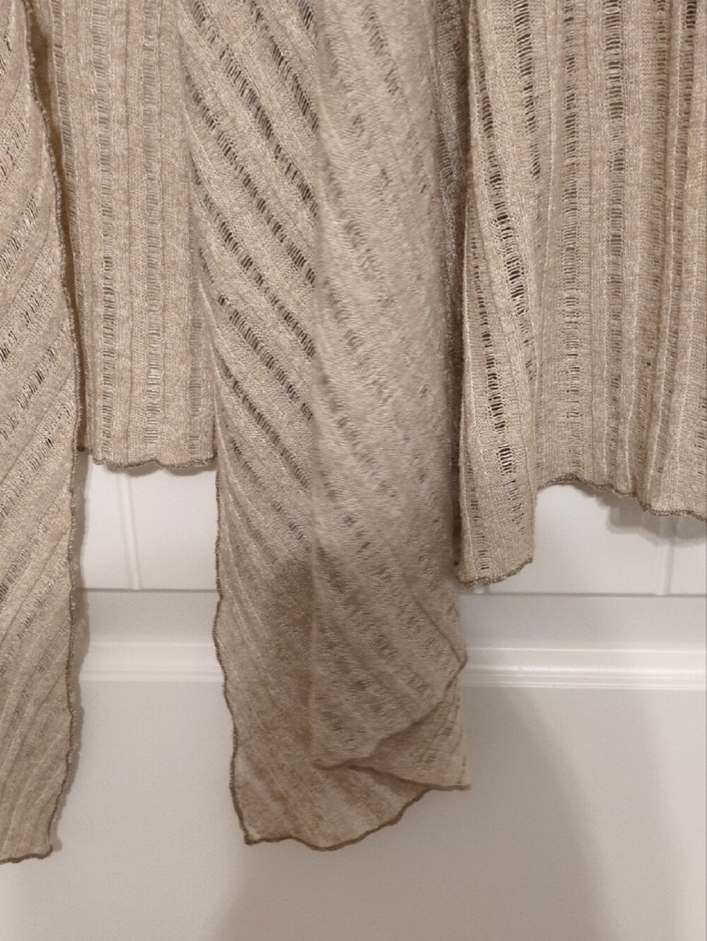 TanJay Open-Front Ribbed Cardigan - Beige - Picture 6 of 7